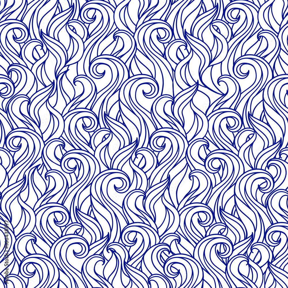 Seamless pattern with the effect of waves or curls of long hair.