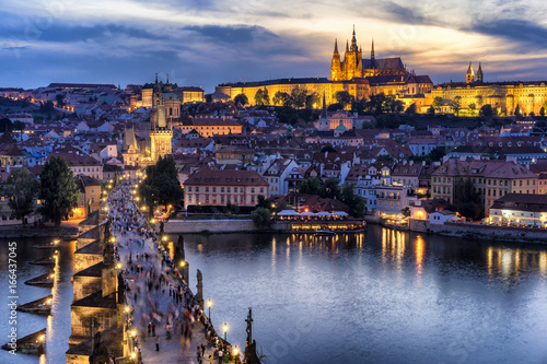 Charles bridge and Prague Castle during the blue hour © Iosif