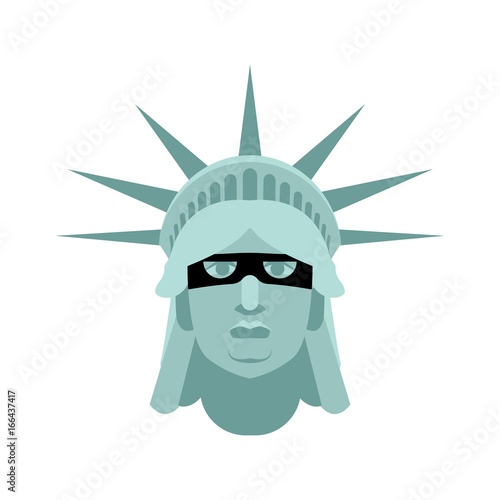 Statue of Liberty in mask. Landmark United States. Attractions America