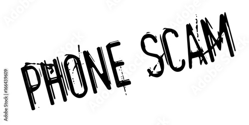 Phone Scam rubber stamp. Grunge design with dust scratches. Effects can be easily removed for a clean, crisp look. Color is easily changed.
