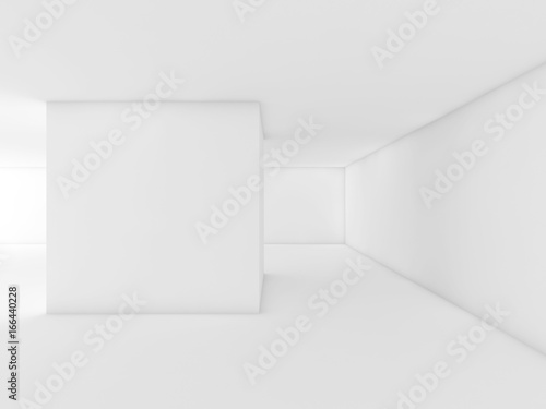 Abstract white empty room, contemporary hall 3d