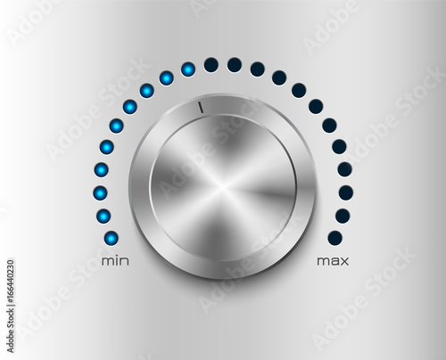 Metal volume control with glowing dial