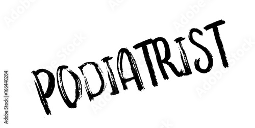 Podiatrist rubber stamp. Grunge design with dust scratches. Effects can be easily removed for a clean, crisp look. Color is easily changed.