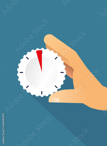 Illustration Hand dreht an Thermostat
