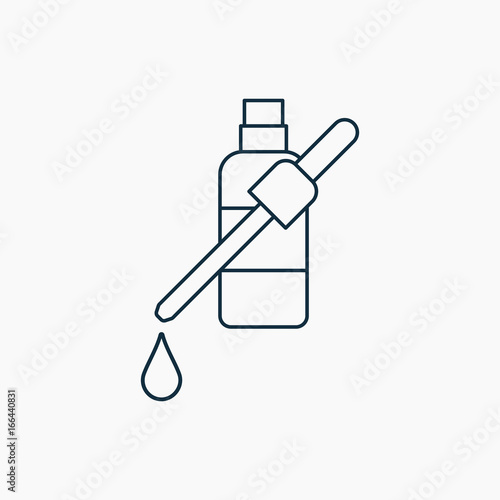 Nasal or eye drops outline icon isolated. Bottle with pipette and drop of liquid