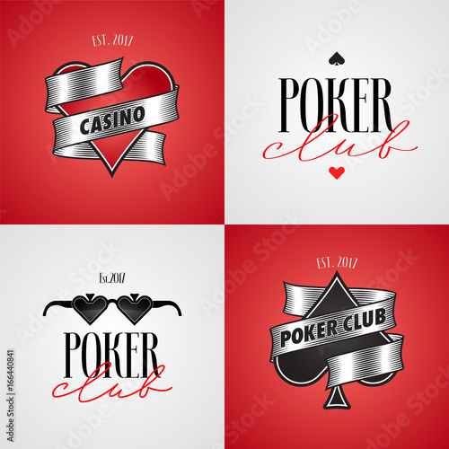 Set of poker club, casino vector logo, symbol