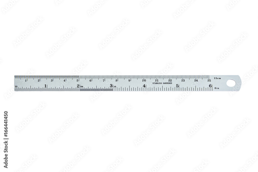 Metal ruler. Isolated on white background with clipping path Metal ruler. Isolated on white background with clipping path