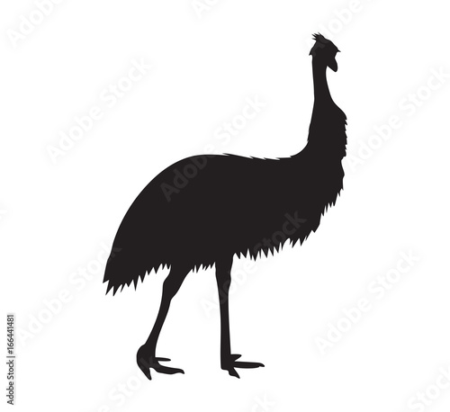 Emu  Silhouette. Black Icon
