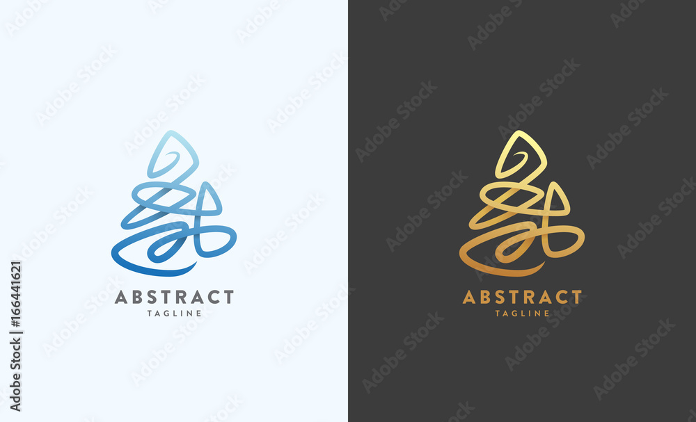 Abstract Vector Sign, Emblem or Logo Template. Golden on a Dark Background and Isolated Versions Abstract Vector Sign, Emblem or Logo Template. Golden on a Dark Background and Isolated Versions