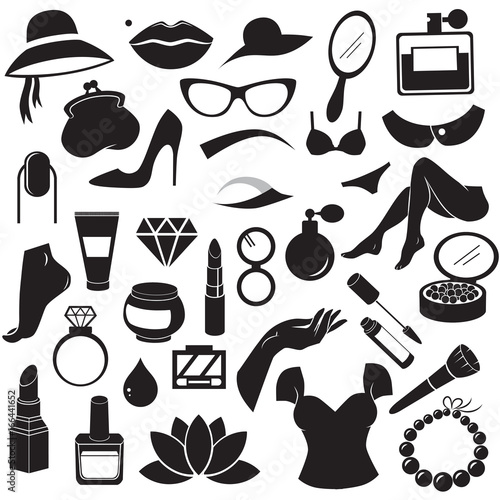 Lady symbols vector icon set.