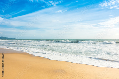 Landscape beach and sea with blue sky.