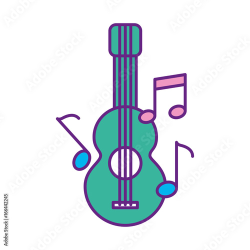acoustic guitar with music notes vector illustration design
