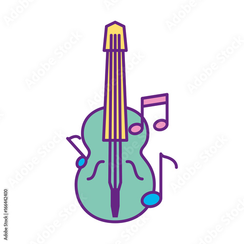 acoustic guitar with music notes vector illustration design
