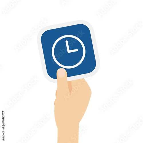 Hand hält Bierdeckel mit Uhr
