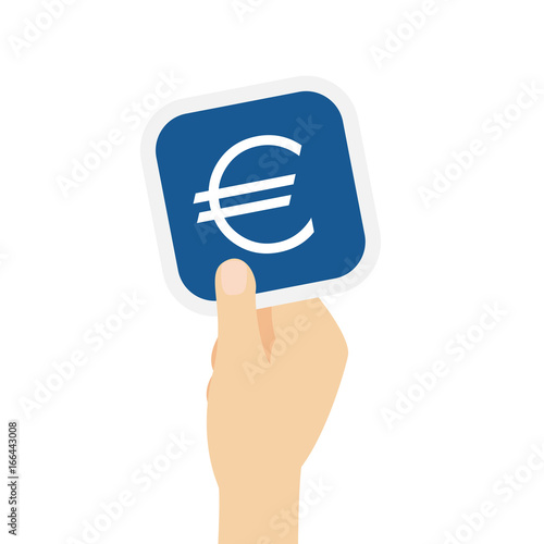 Hand hält Bierdeckel € Smybol