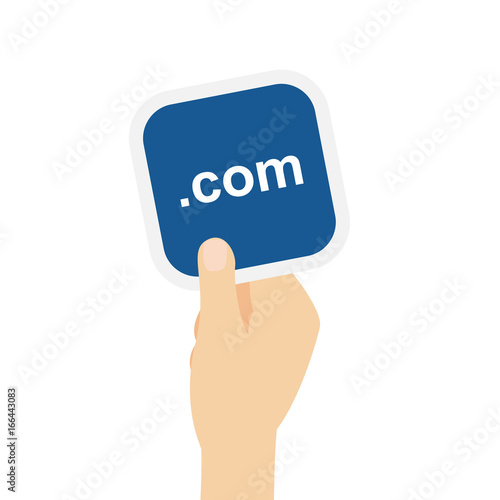 Hand hält Bierdeckel mit .com