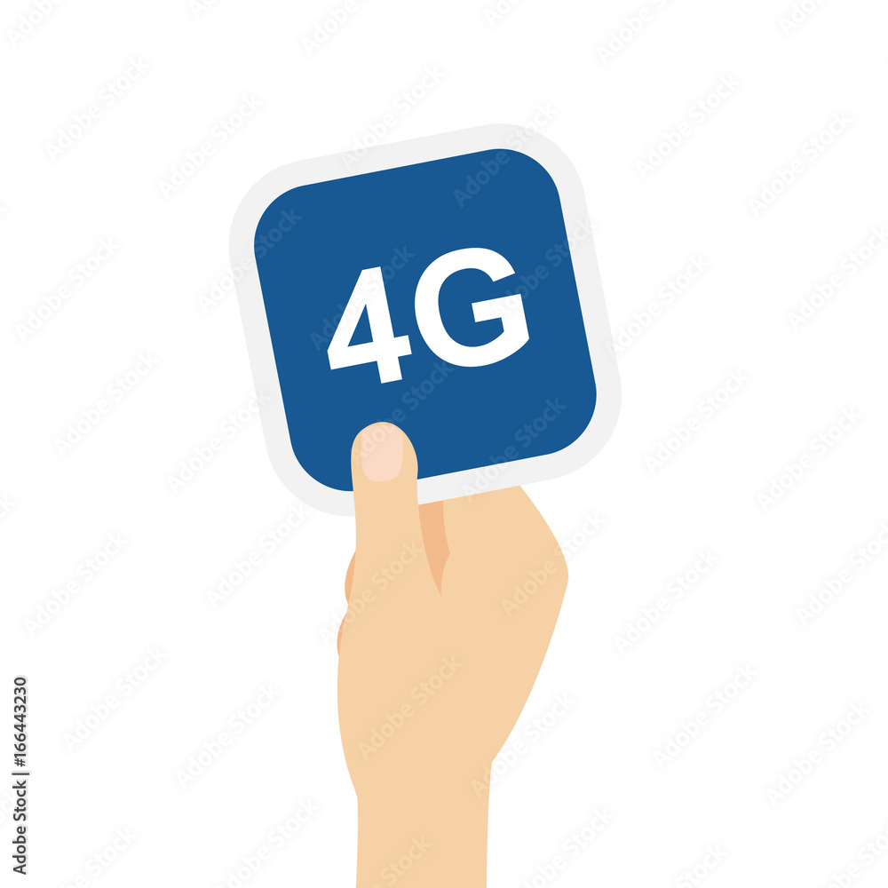 Hand hält Bierdeckel mit 4G Symbol Hand hält Bierdeckel mit 4G Symbol