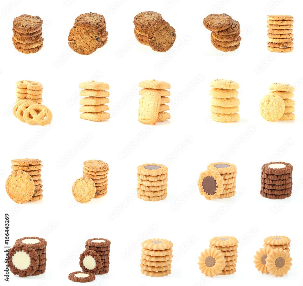 collection cookies set on white background