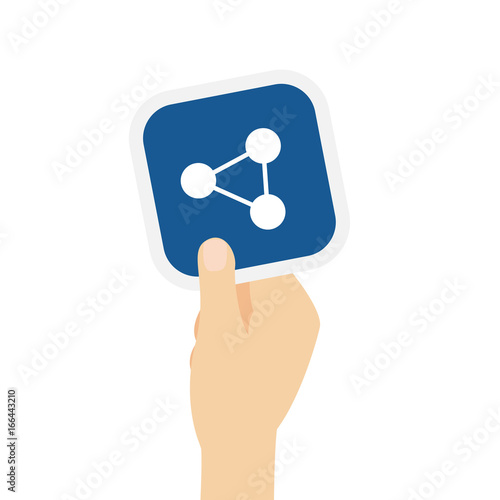 Hand hält Bierdeckel mit Netzwerk Symbol