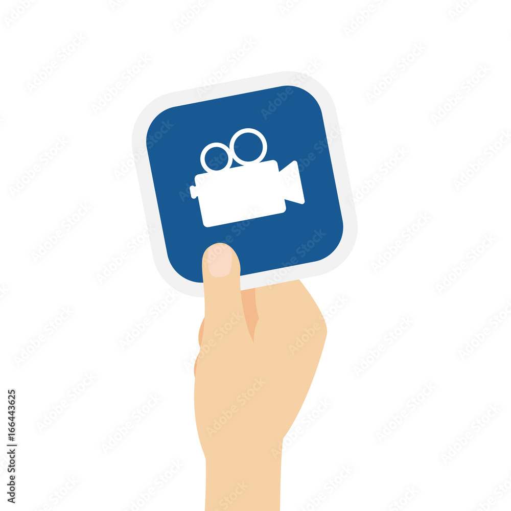 Fototapeta premium Hand hält Bierdeckel Videokamera retro