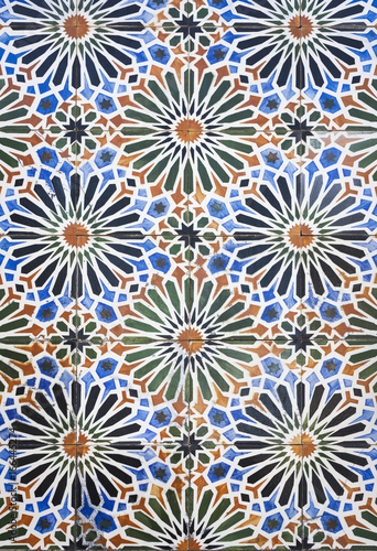 Tiles with floral motifs and stars
