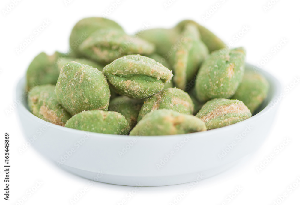 Wasabi coated Peanuts (isolated on white) Wasabi coated Peanuts (isolated on white)