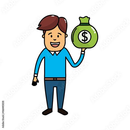 man with bag cash money in the hand