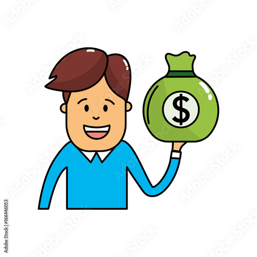 man with bag cash money in the hand