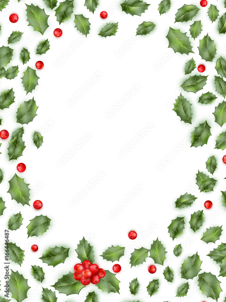 Framed holly isolated on white background. EPS 10 vector Framed holly isolated on white background. EPS 10 vector