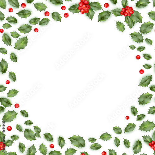 Framed holly isolated on white background. EPS 10 vector