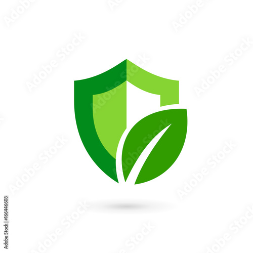Eco leaves shield logo icon design template elements