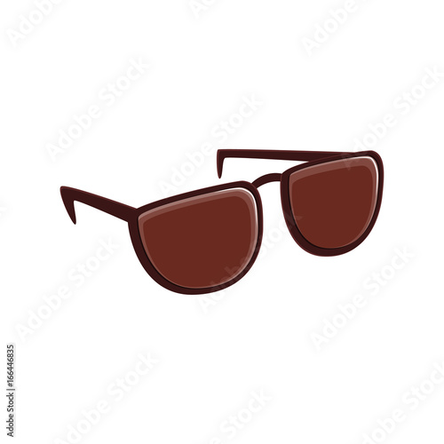 Simple brown sunglasses, cartoon vector illustration isolated on white background. Cartoon, comic style, simple brown colored sunglasses