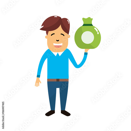 man with bag cash money in the hand