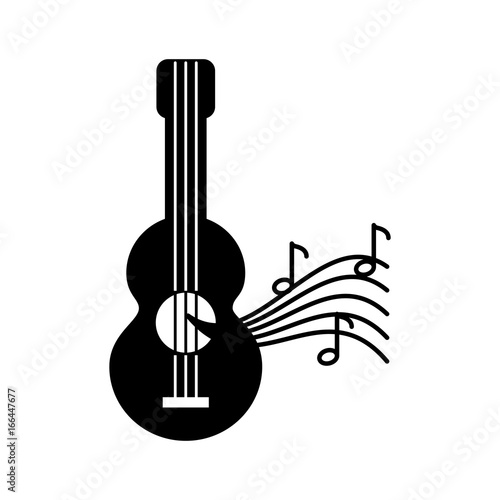 acoustic guitar with music notes vector illustration design
