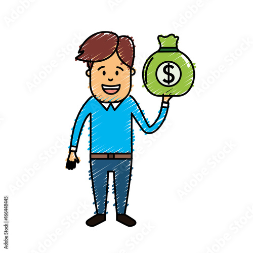man with bag cash money in the hand