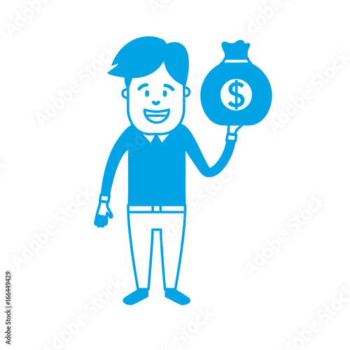 silhouette man with bag cash money in the hand