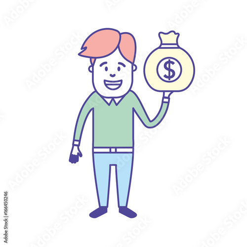 man with bag cash money in the hand