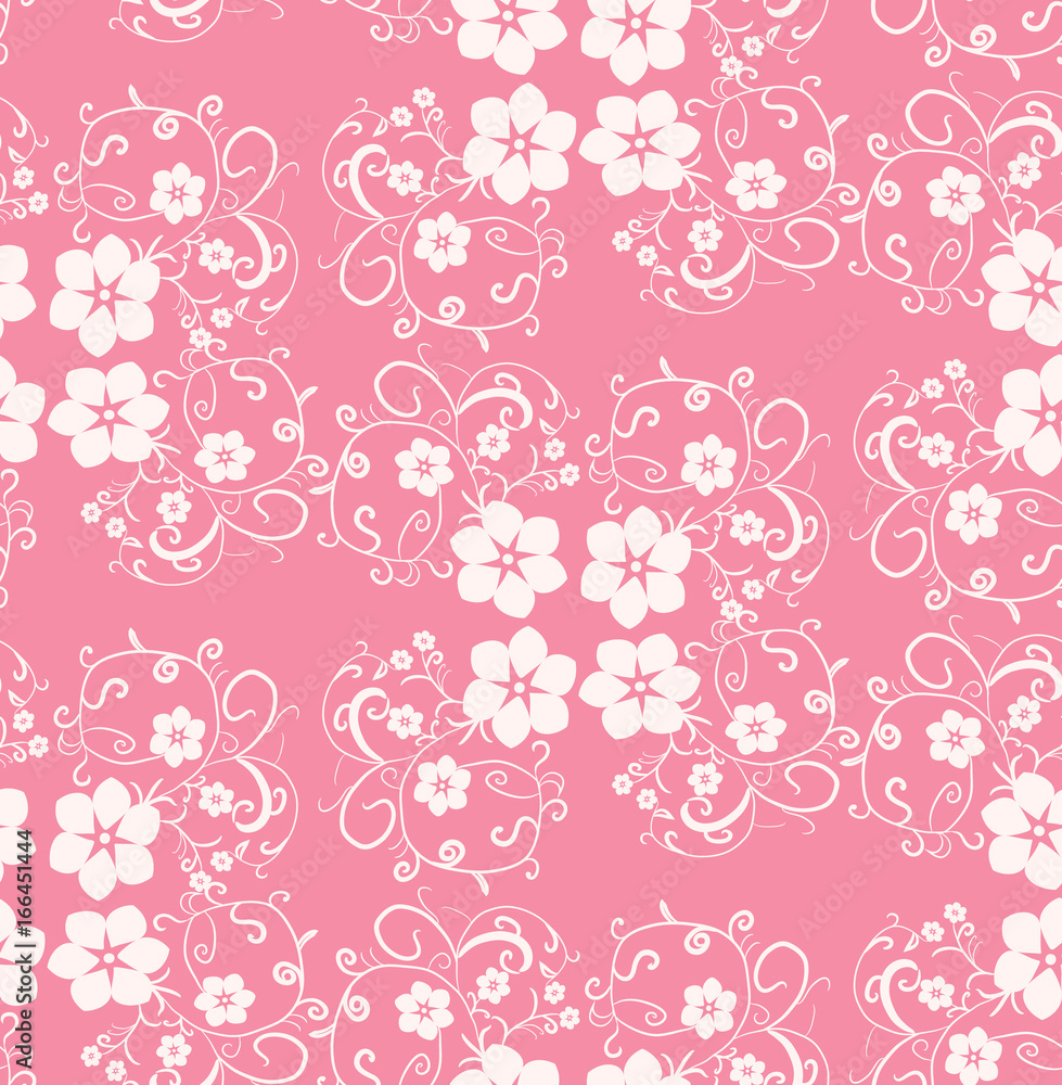 Vector, seamless, abstract floral pink background