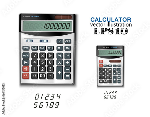 Set of vector realistic calculator big and small for office table and corporate advertising
