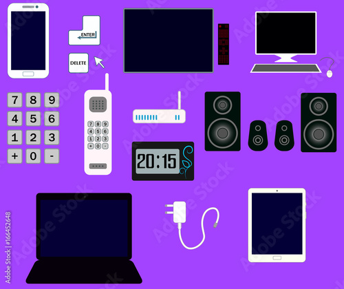 Elektrische Geräte, Technologie,  Computer, Telefon, Internet, Verbindung, Kommunikation, Tasten, Fernseher, Zubehör