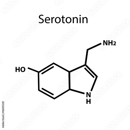 Serotonin is a hormone. Chemical formula. Vector illustration on isolated background