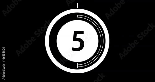 Circular countdown clock, 10 seconds with numbers and circles marking time
