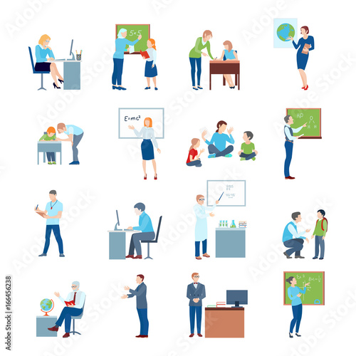 School College Teacher Flat Icons 