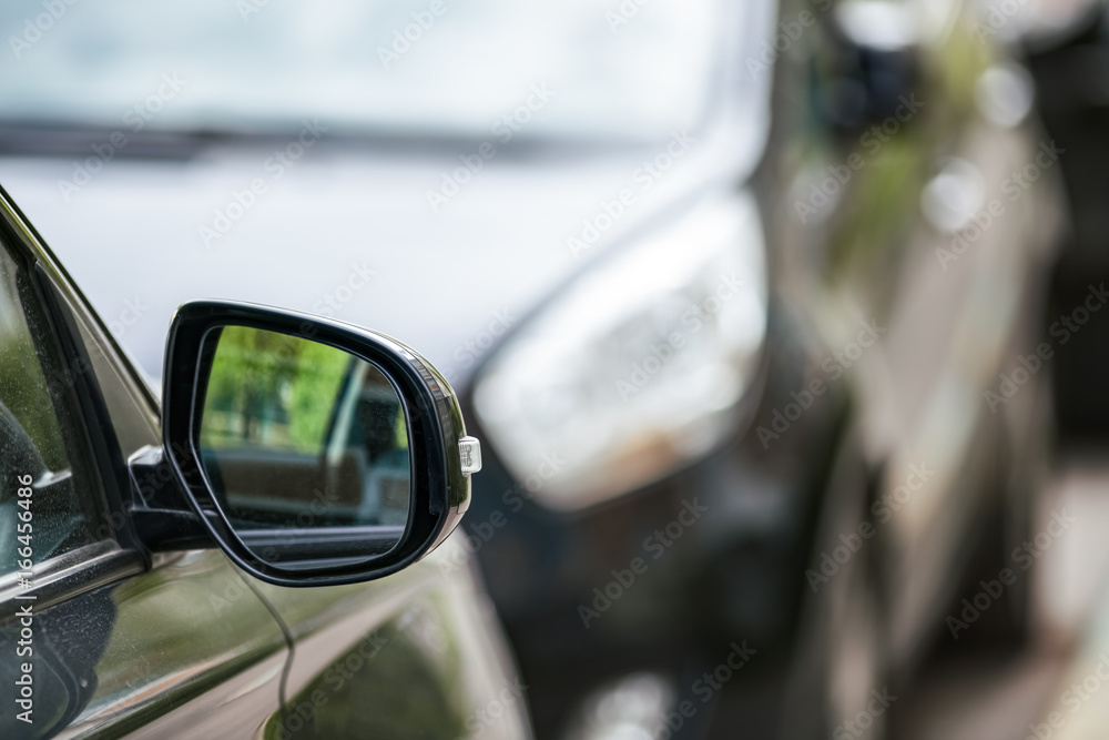 rear mirror car closeup