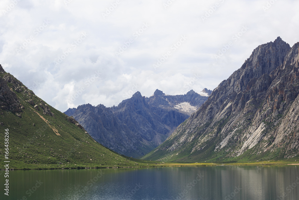 beautiful landscape with lake under sky beautiful landscape with lake under sky