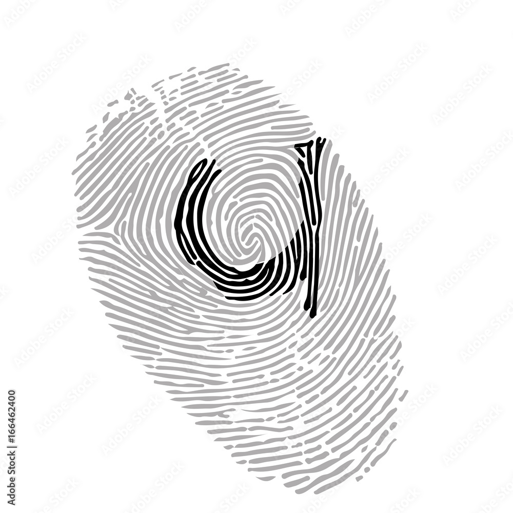 Alphabet Font fingerprint. Letter u. Vector illustration. Alphabet Font fingerprint. Letter u. Vector illustration.