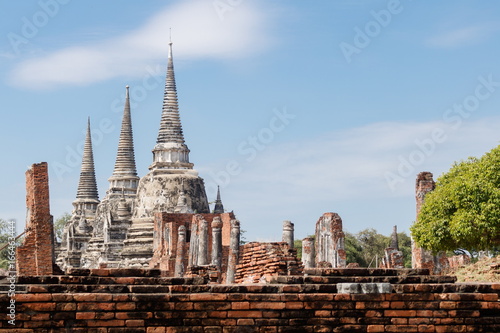 Ruins of Wat Phra Si Sanphet in Ayutthaya historical park  Thailand