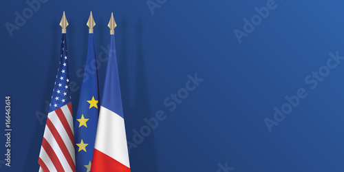 drapeau - France - États-Unis - Européen - présentation - français - Américain - fond