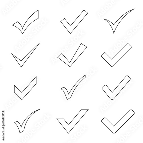 Checkmark outline set