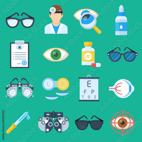Eye doctor cartoon set